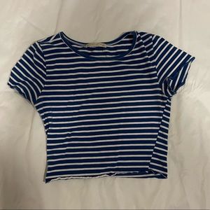 striped blue and white crop top y2k